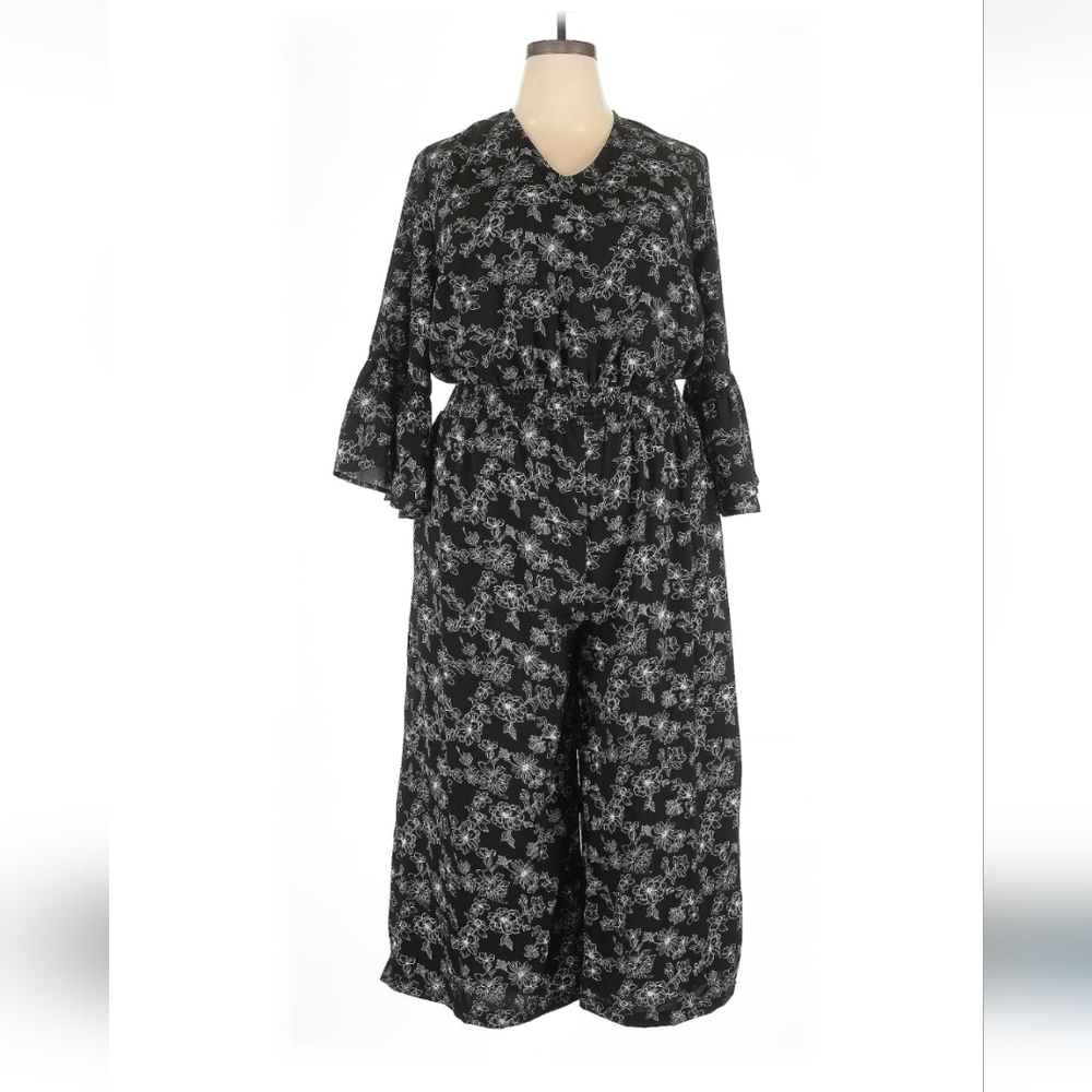 Floral Black Wide-Leg Jumpsuit
